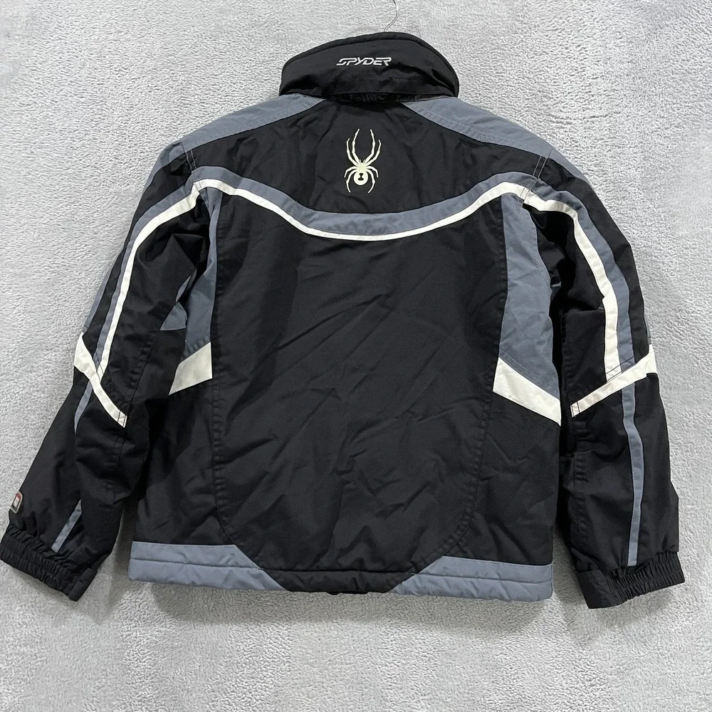 Vintage‎ Spyder Ski XT Jacket Youth 12 Insulated Black Gray Retro 90s Waterproof
